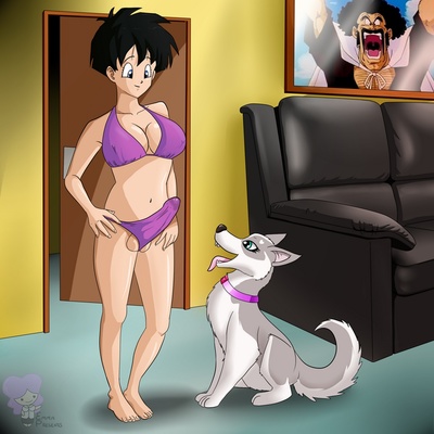 Videl và cô ấy con chó