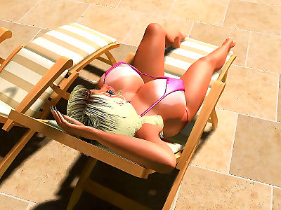 pornstar sexy 3d Bigtitted Bikini chicas tomar el sol al aire libre Parte 350