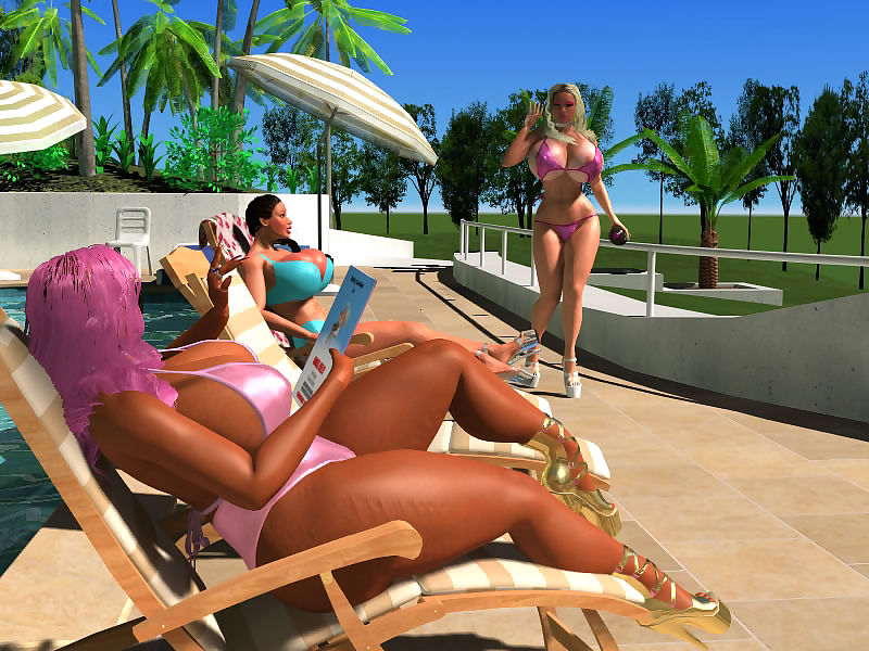pornstar sexy 3d Bigtitted Biquini babes banhos de sol ao ar livre parte 350