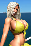 tetona 3d Rubia Babe muestra su enorme Tetas bajo Bikini al aire libre Parte 472