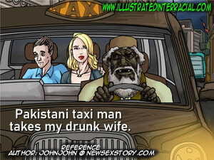 illustratedinterracial pakastaní taxi hombre