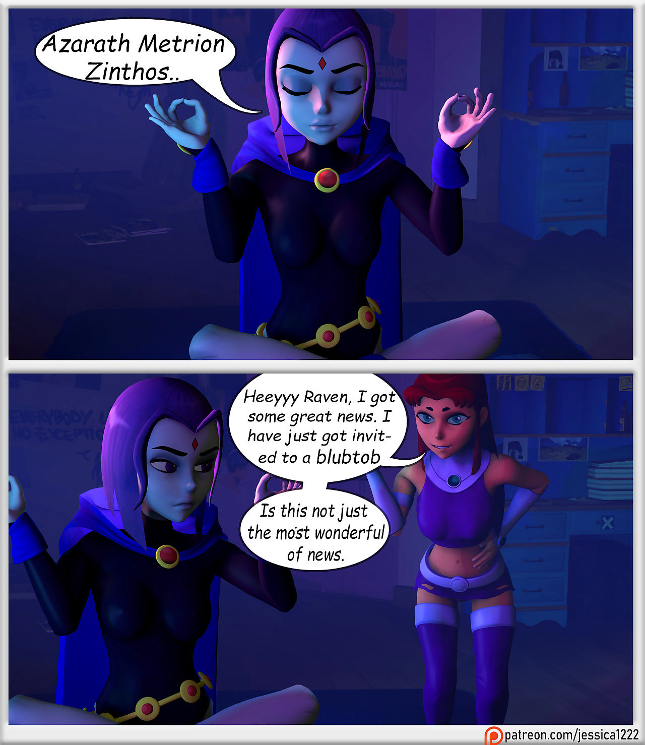 Teen Titans- Raven, Starfire and The Alien Gloryhole